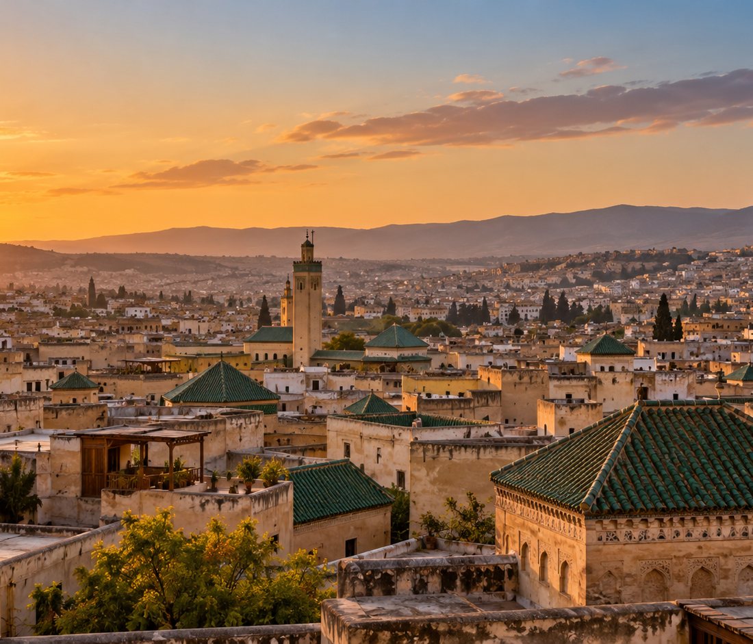 The ancient medina of Fez at sunset