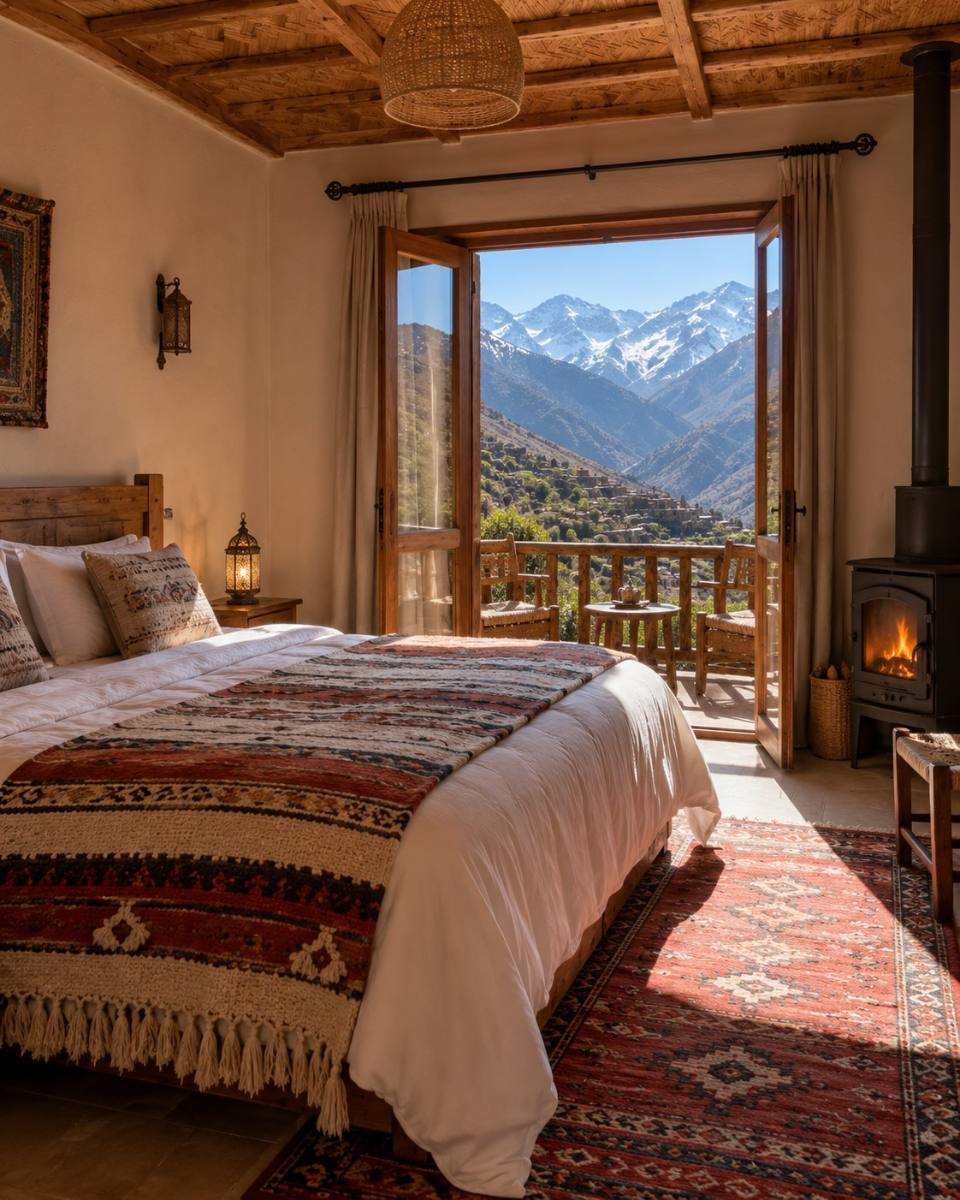A room with a mountain view