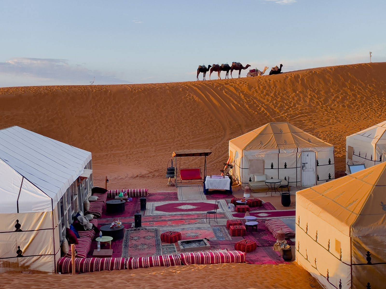 Camp tents among the dunes