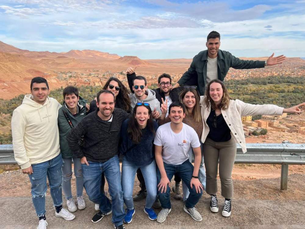 The group at a viewpoint over a palm valley